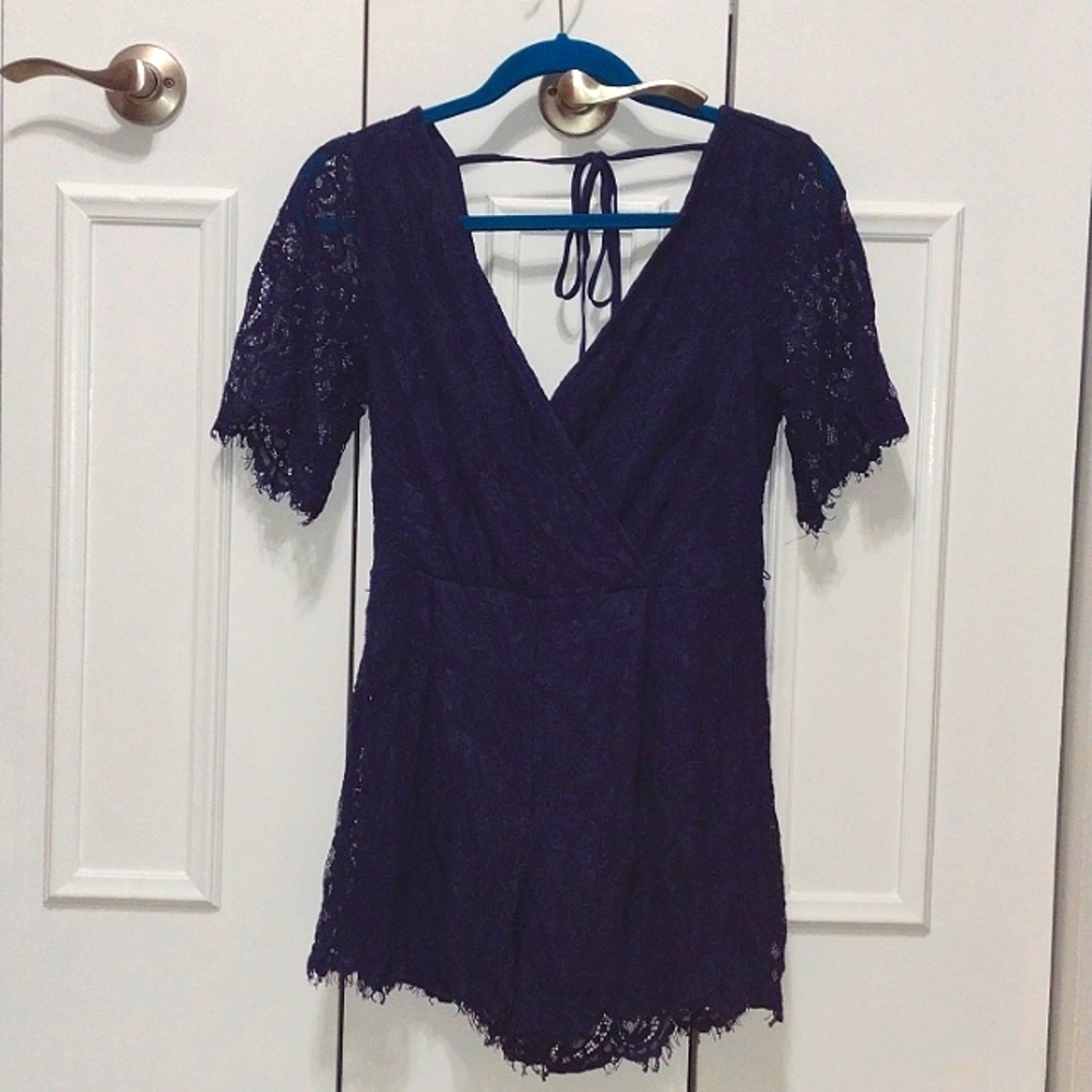 Navy blue lace romper